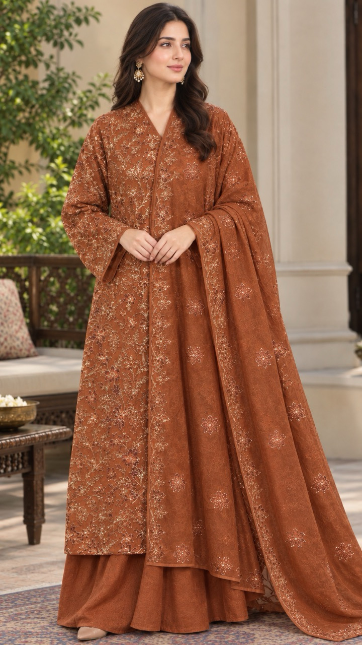 rust Elegant Rust- 3 Piece Fancy Suit- SKU 340 - Image 1